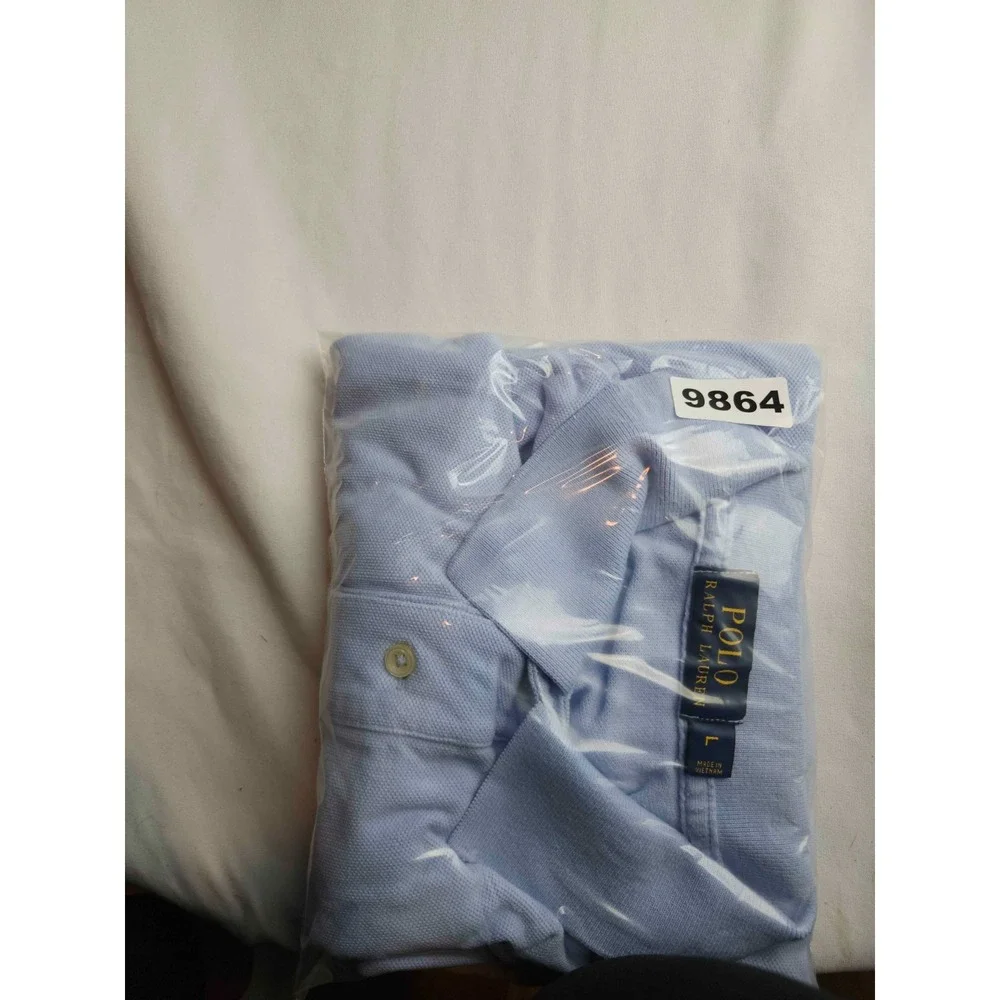 Polo Ralph Lauren Polo Shirt Mens Large Light Blue Knit Short Sleeve Preppy